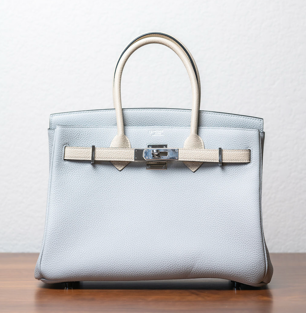 Rent Hermes Birkin 30 Bleu Glacier/Craie togo PHW