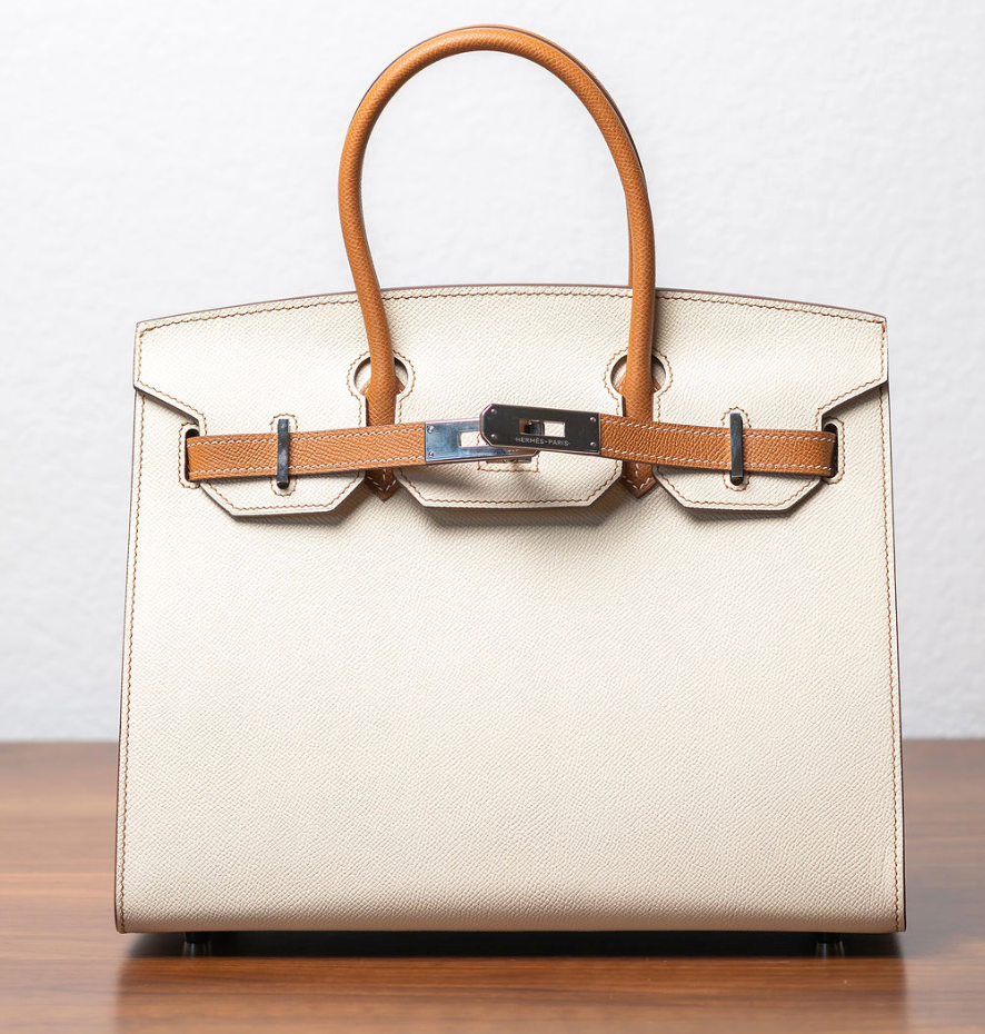 Rent Birkin 30 sellier epsom (hss) bi-color gold & craie phw