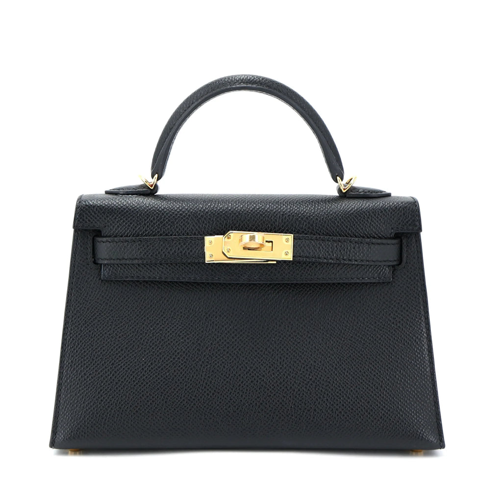 Rent Hermès Mini Kelly Sellier Noir Epsom, ghw