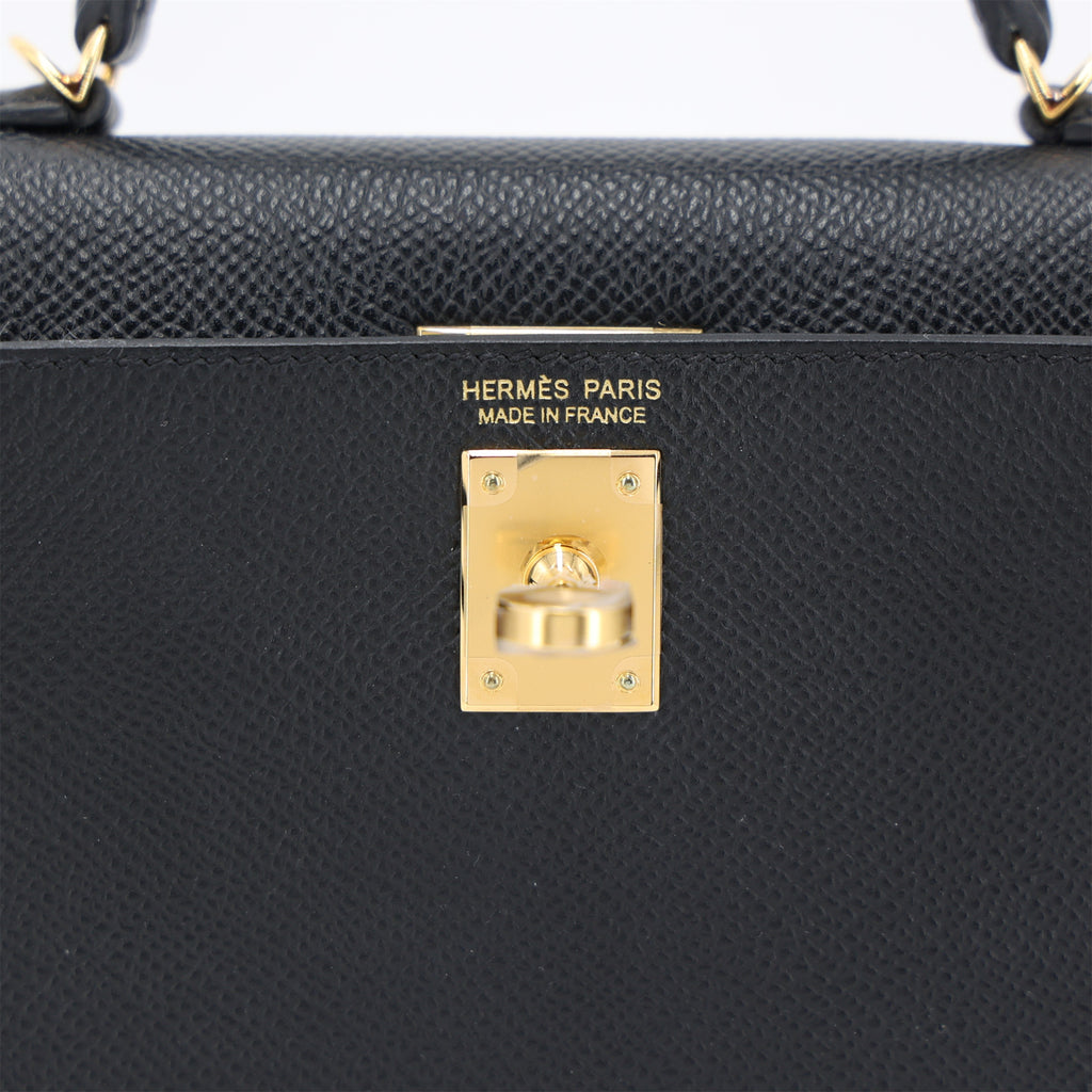 Rent Hermès Mini Kelly Sellier Noir Epsom, ghw