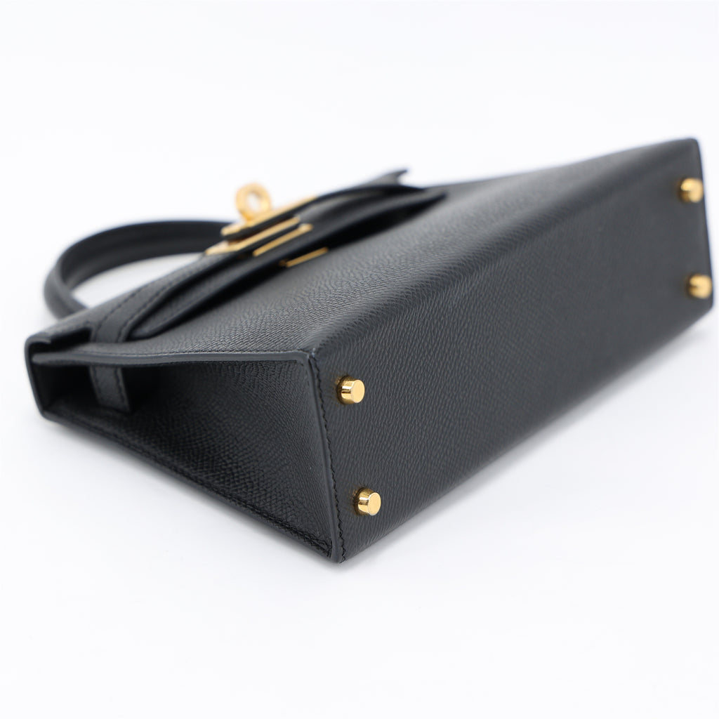 Rent Hermès Mini Kelly Sellier Noir Epsom, ghw