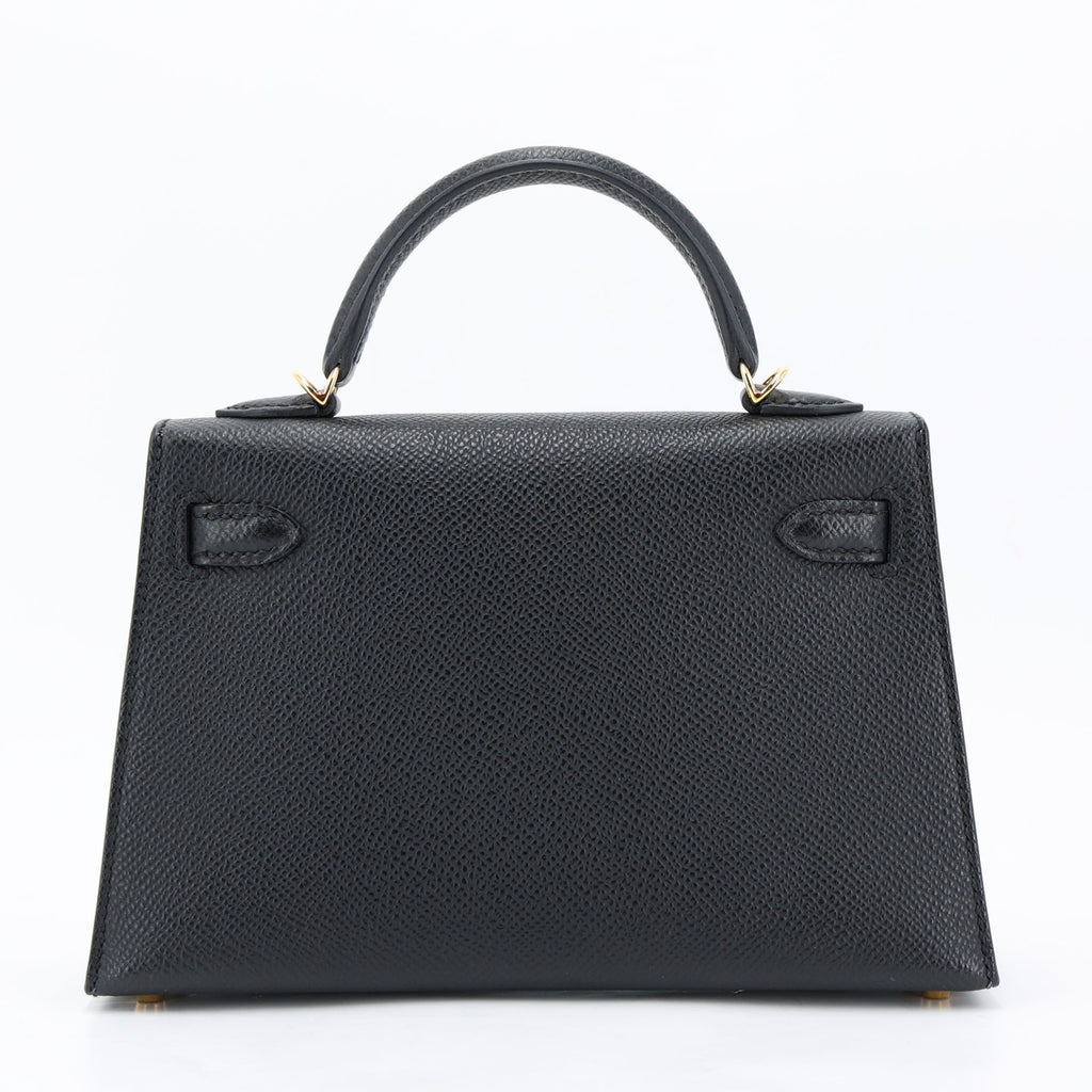 Rent Hermès Mini Kelly Sellier Noir Epsom, ghw